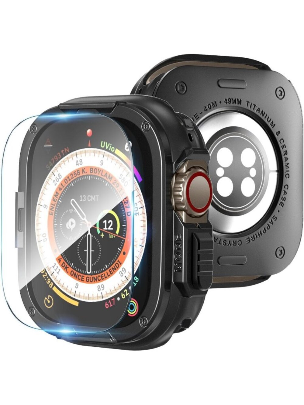 Rugged Titanium Case for Apple Watch Ultra 49mm, Lightweight 2-in-1 Metal Cover